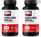 Force Factor Alpha Lipoic Acid 600mg Capsules, Antioxidants Supplement, ALA Supplement for Cardiovascular Support and Cellular Health, Vegan, No Gelatin, 60 Vegetable Capsules (Pack of 2)