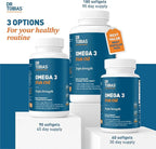Dr. Tobias Omega 3 Fish Oil 2000mg Triple Strength with 800mg EPA 600mg DHA Per Serving | Fish Oil Omega 3 Supplements for Heart Brain & Immune Support - 90 Softgels (45 Servings)