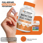 Magnesium Glycinate 400mg (Buffered Magnesium Bisglycinate Chelate) | Albion® Chelated Magnesium for Muscle & Nerve Support + Calm | High Absorption, Gentle on Stomach (1 Bottle, 60 Capsules)