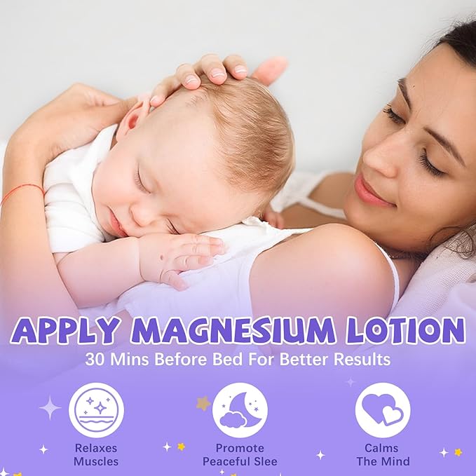 Magnesium Lotion for Kids & Babies, Lavender Magnesium Cream for Sleep, Natural Soothing Moisturizing Butter, Easy for Arms & Legs, Calms & Relaxes, All Night Relaxation (4 oz, Lavender)