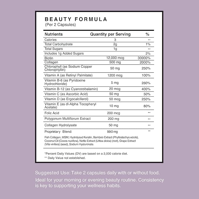 RE:ROOT Hair Growth Supplement – 12,000 mcg Biotin with Collagen, Keratin, MSM & Bamboo – Hair, Skin & Nails Support – 60 Vegan Capsules