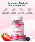 Magnesium Glycinate Plus Gummies 860mg, Sugar-Free, Non-GMO, Gluten-Free, Magnesium Gummies for Adults & Kids, Sleep, Relaxation & Focus, Magnesium Supplement for Women, Mixed Berry Flavor, 120 Count