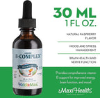 Maxi Health Kids Raspberry Liquid Vitamin B Complex - Vitamin Supplement with Vitamin B12 - Sublingual B Vitamins Complex Drops for Kids with B1 B2 B3 B5 B6 Biotin Folic Acid - 2 fl. Ounces