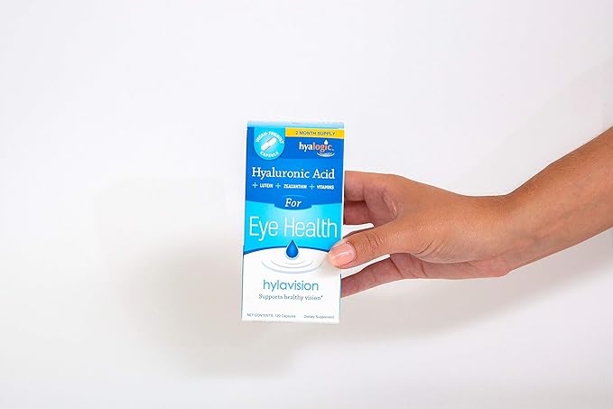Hyalogic HylaVision Eye Vitamins – with Hyaluronic Acid, Clear Eyes with Lutein and Zeaxanthin Supplements for Eye Care Eye Health Support - 120 Capsules