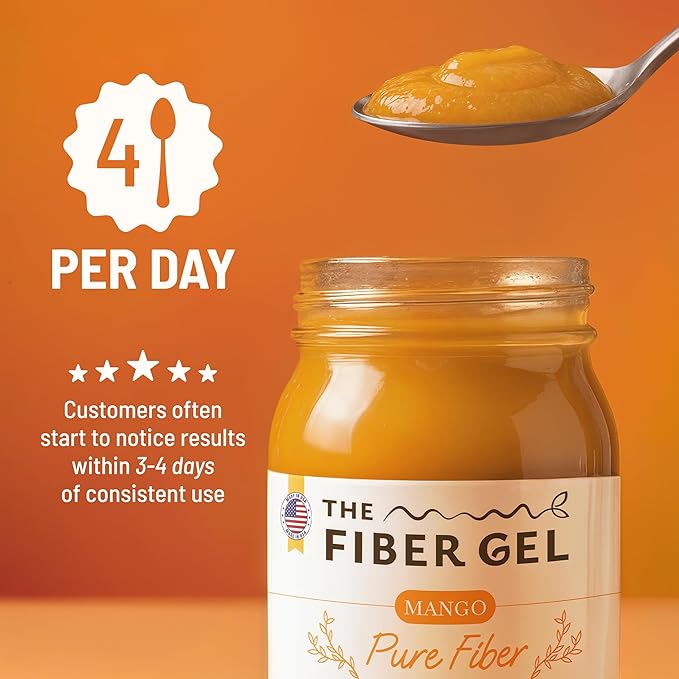 The Fiber Gel High Dietary Fiber Prebiotic Gel Formula — 100% Natural & Clean Label — Plant-Based Psyllium Husk & Inulin Complex — Keto Friendly, Vegan, No Added Sugar — Mango, 32 oz