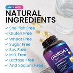 Omega 3 Fish Oil Supplements - 2400mg Fish Oil Per Serving - Triple Strength Omega-3 with Fatty Acids EPA & DHA - Natural Heart, Brain & Immune Support - Wild Caught, Bottled in USA - 120 Softgels