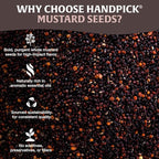 HANDPICK Culinary Black Mustard Seeds (397g/14oz), Gluten free, 100% Raw, Sourced from India, Packed in Resealable Zip Lock Pouch | All Natural - Easy to Use