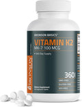 Bronson Vitamin K2 MK-7 100 MCG, K2 as MK7 Menaquinone, Bone Support, 360 Tablets