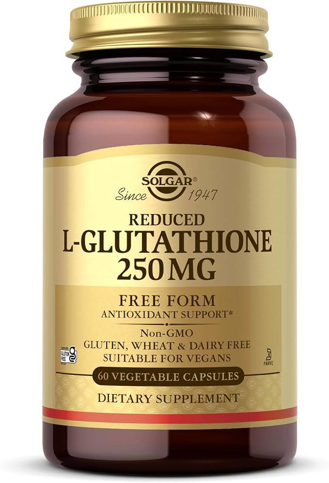 Solgar Reduced L-Glutathione 250 mg - 60 Vegetable Capsules - Antioxidant Support - Non-GMO, Vegan, Gluten Free, Dairy Free, Kosher - 60 Servings