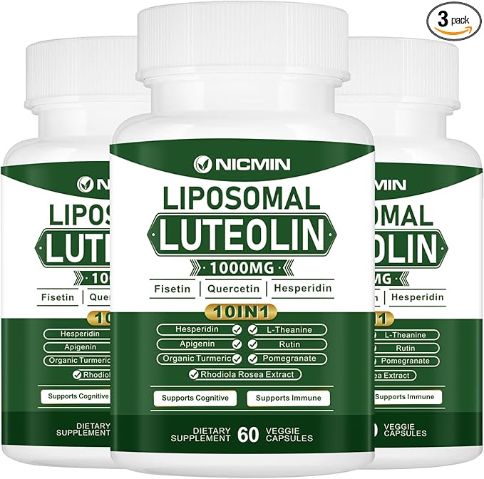 1000MG Liposomal Luteolin, Maximum Absorption, Potent Luteolin Supplement 180 Capsules