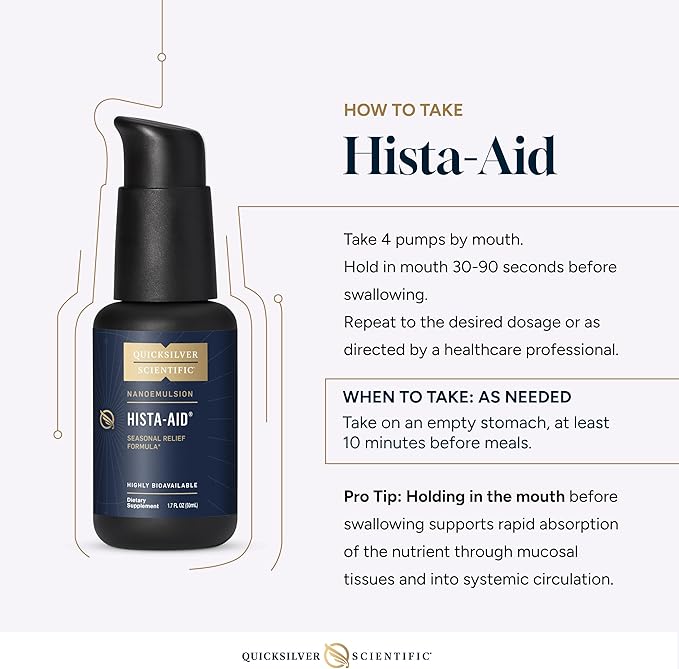 Quicksilver Scientific Nanoemulsified Hista-Aid - Flavonoids to Help Maintain Healthy Histamine Levels - Liposomal Vitamin C, DIM, Luteolin & Quercetin Liquid (50ml)