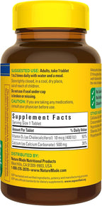 Nature Made Calcium 500 mg with Vitamin D3, Calcium and Vitamin D Supplement for Bone Support, 130 Tablets