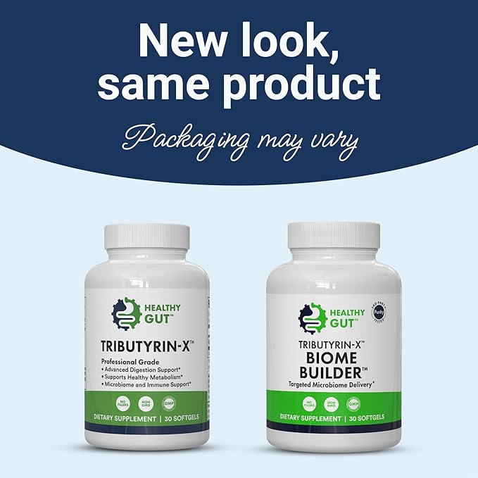 Healthy Gut Tributyrin-X | Most Bioavailable Butyrate Postbiotic for Gut Health & Leaky Gut Support | 99% Pure w/Zero Odor | 30 Softgels