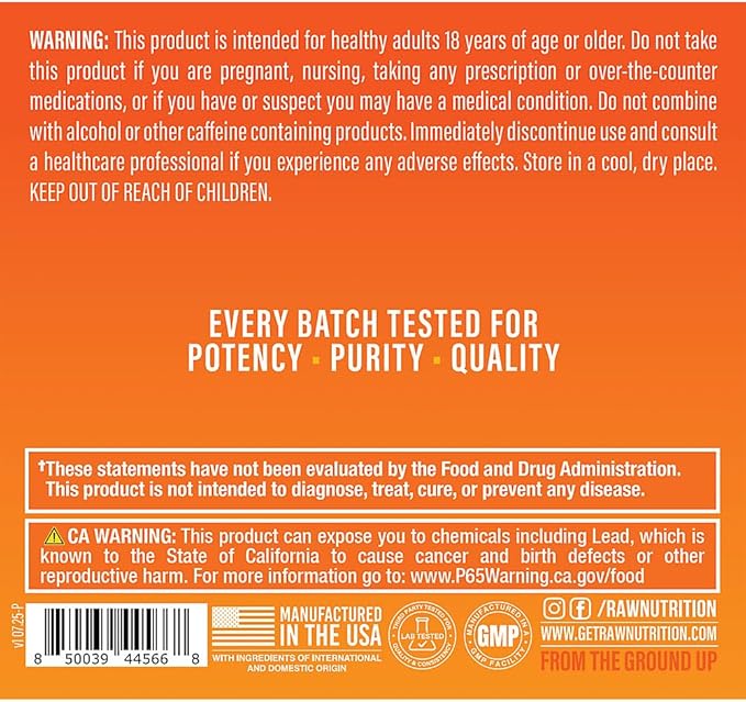 RAW Essential Pre-Workout Powder (Orange) - Chris Bumstead Sports Nutrition Supplement for Men & Women - Preworkout Energy Powder with Caffeine, L-Citrulline, L-Tyrosine, & Beta Alanine Blend