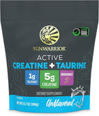 Creatine Monohydrate Powder Taurine Supplement, 5g Creatine Monohydrate 1g Taurine per Serving | Vegan Muscle Strength, Endurance & Recovery Support, Clean Performance Formula | 60 Servings Unflavored