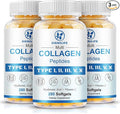 Multi Collagen Peptides for Women & Men, Hydrolyzed Collagen Peptides-Type I, II, III, V, X - with Hyaluronic Acid,Vitamin C,Biotin,Supports Skin Hair Nail, Non-GMO,840 Softgels
