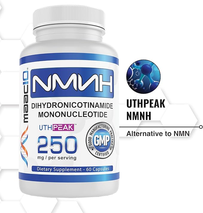 MAAC10 NMNH (NMN Supplement Alternative) 250mg Serving | Uthpeak™ NMNH (Dihydronicotinamide Mononucleotide) for Better Stability | 30-Day Supply. (Pack of 3)