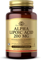 Solgar Alpha Lipoic Acid 200 mg, 50 Vegetable Capsules - Antioxidant Support - Helps to Recycle Glutathione, Vitamin C & E, CoQ-10 - Non-GMO, Vegan, Gluten Free, Dairy Free, Kosher - 50 Servings