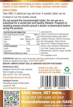 Vision Defender AMD AREDS2 Eye Vitamins – Exact AREDS 2 Formula with Lutein & Zeaxanthin, Vitamins C & E, Zinc 25 mg & Copper – Once Daily Vegan Eye Health Supplement, 90 Tablets