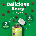 Feel Great Super Green Gummies for Kids (2 Pack) | Fruit and Vegetable Gummies | Vegan Veggie Gummy Multivitamin for Kids | Veggie Fiber Supplement | 60 Count