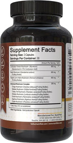 NutriFlair Mushroom Supplement 2600mg, 90 Capsules - 10 Mushrooms Blend - Reishi, Lions Mane, Cordyceps, Chaga, Turkey Tail, Maitake, Shiitake, Oyster Nootropic Formula - Brain, Energy, Focus Pills