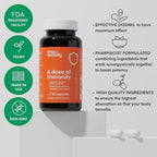 A Dose of Immunity - 7 in 1 Quercetin 500mg Supplement with Bromelain, Zinc, Vitamin C, Vitamin D & Vitamin B Complex Echinacea Immune Support Booster Supplements - (60 Count)