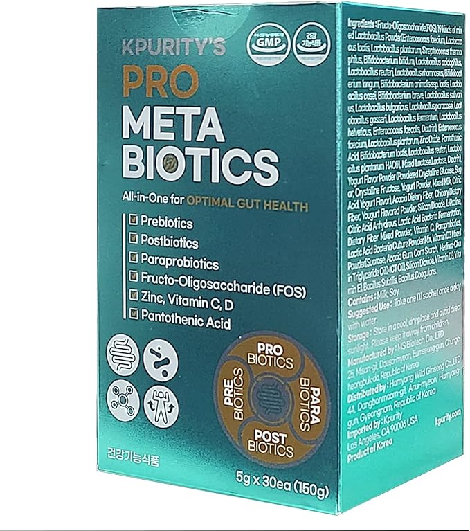 KPurity Prometabiotics All-in-One for Optimal Gut Health 5g x 30 Sticks Powder Probiotics Prebiotics 15 Billion CFU 19 Strains Immune Support Digestive Health Supplement