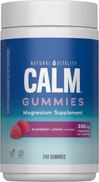 Natural Vitality Calm Magnesium Gummies | 330mg Per Serving | Raspberry Lemon Flavored Supplement | Gluten-Free & Vegan | 240 Count
