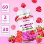 Vitamin B2 Gummies 400mg – Riboflavin Supplement with Magnesium for Kids & Adults | Supports Nervous System & Energy Production | Sugar Free, Vegan, Non-GMO, Raspberry Flavor - 60 Count
