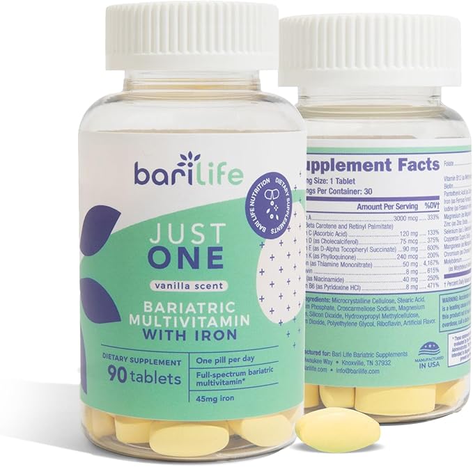Just One - Once Daily Bariatric Multivitamin with Iron, 90 Count for Gastric Sleeve and Gastric Bypass