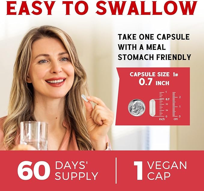 Iron Supplement for Women & Men, with Vitamins C, B6, B12 & Folate for Iron Deficiency, Blood Building & Energy Support, Stomach Friendly, Better Absorption, Non-GMO, No Gluten, 60 Vegan Caps