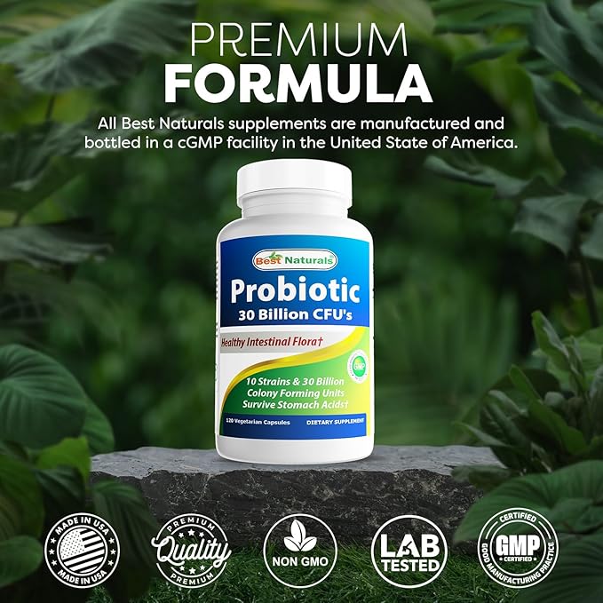 Best Naturals Probiotic 10 Strains 30 Billion Shelf Stable 120 Veggie Caps (120 Count (Pack of 2))