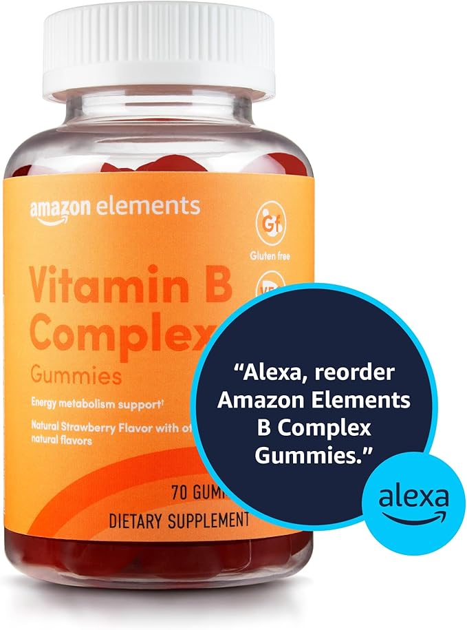 Amazon Elements - B-Complex, Supports Immune and Normal Energy Metabolism, 70 Gummies, 70-Day Supply, Vegan, Adult, Non-GMO (Previously Revly)