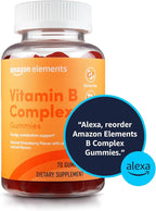 Amazon Elements - B-Complex, Supports Immune and Normal Energy Metabolism, 70 Gummies, 70-Day Supply, Vegan, Adult, Non-GMO (Previously Revly)