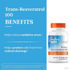 Doctors Best Trans-Resveratrol 100, Resveratrol with Red Wine Polyphenol (ResVinol), Non-GMO, Gluten Free, Soy Free, Vegan 60 Veggie Caps
