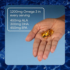 TheraTears Omega 3 Supplement for Eye Care, 1200mg Fish Oil and Organic Flaxseed Oil with Vitamin E, 180 Count
