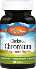 Carlson Chelated Chromium 200 mcg Superior Absorption - Healthy Metabolism Energy Production & Optimal Wellness - 300 Tablets