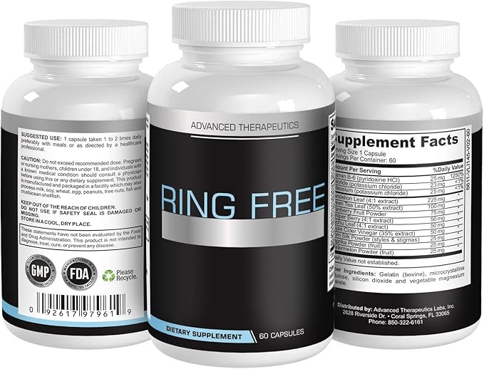 Tinnitus Relief Supplement. End Tinnitus Naturally and Ear Ringing. 60 Capsules of The Most Powerful Tinnitus Supplements on The Market. 60 Capsules per Anti Tinnitus Bottle. Stop Tinnitus