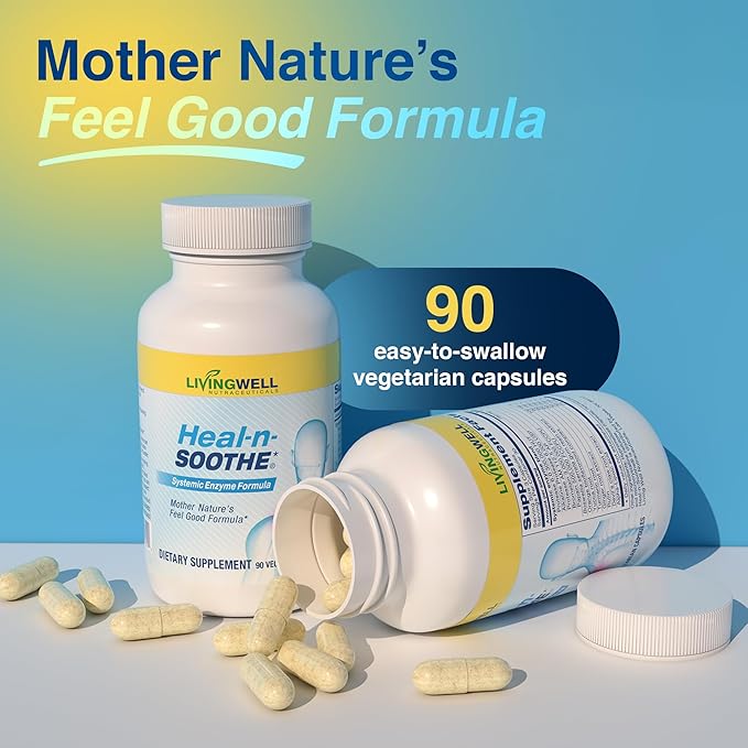 HEAL-N-SOOTHE Proteolytic Systemic Enzymes – Joint Supplement with Bromelain, Papain, Boswellia – Joint Mobility, Muscle Flexibility, Protein Digestion, Circulatory & Immune Health - 60 Count (1 Pack)