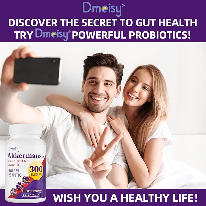 Akkermansia Supplement - 300 Billion AFU Akkermansia Muciniphila, Akkermansia Probiotic for Women & Men, for Boost , Digestive, Gut, Immunity, Enhances Gut Lining Function & Intestinal Walls, 60 Count