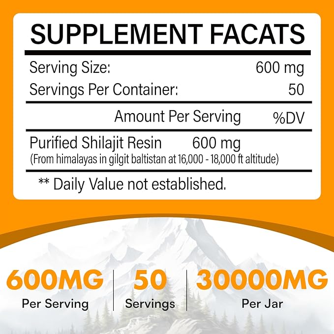 Shilajit Resin, Shilajit for Men & Women, Shilajit Organic - 600mg Potency Gold Grade, with 85+ Trace Minerals, Fulvic & Humic Acid, 100 Serving, 2 Jar