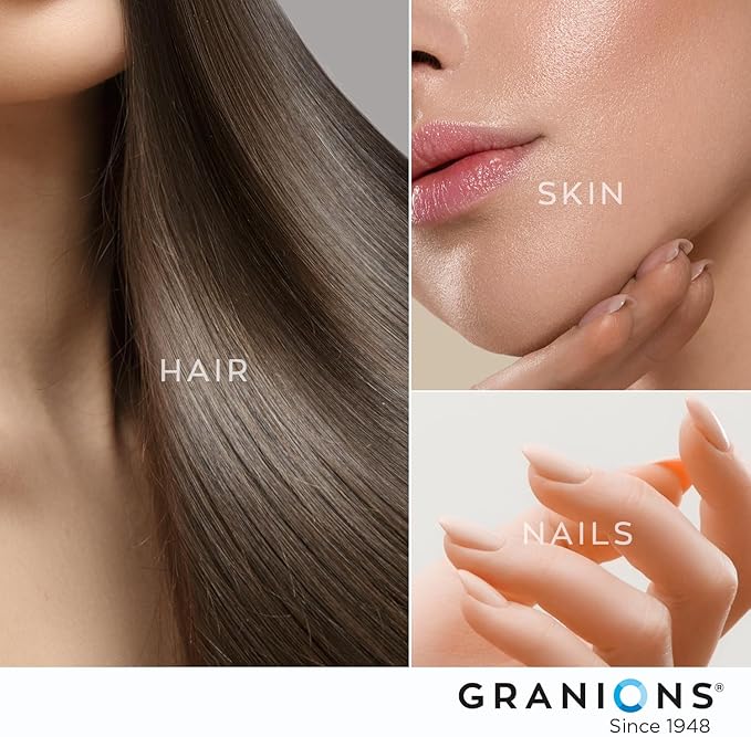 Granions Biotin 10,000 mcg Hair, Skin and Nails Pills - Extra Strength Biotin Complex with Zinc, Selenium, Millet, Bilberry, Aminos - Hair Growth Vitamins Supplement for Women & Men - 60 Tablets