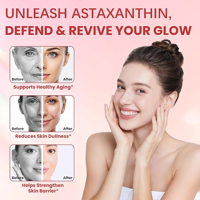 Astaxanthin 12mg, Premium Astaxanthin Antioxidant Supplements, Supports Eye, Skin, Immune, Internal Circulation, Fresh Microalgae Source, Triple Strength, Non-GMO, 4 Month Supply, 120 Softgels