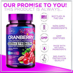 Cranberry Extract 500mg Per Serving Supplement Pills - 3X Strength Concentrated Whole Fruit Cranberry with Vitamin C, Triple Strength for Cleanse & Urinary Tract Health Support - 120 Capsules