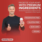Healthy Heart - Promotes Healthy Cholesterol Circulation & Blood Pressure - Plaque - Cortisol - Arteries - LDL - HDL - CoQ10 - Hawthorne - Beet Root - Garlic - Olive Leaf - Hibiscus - 60 Count