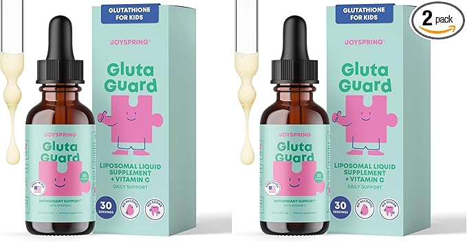 JoySpring Liposomal Glutathione Supplement for Kids | Supports Speech and Eye Contact | 50 MG Antioxidant L-Glutathione Drops | 2 oz Liquid Detox Supplement (Pack of 2)