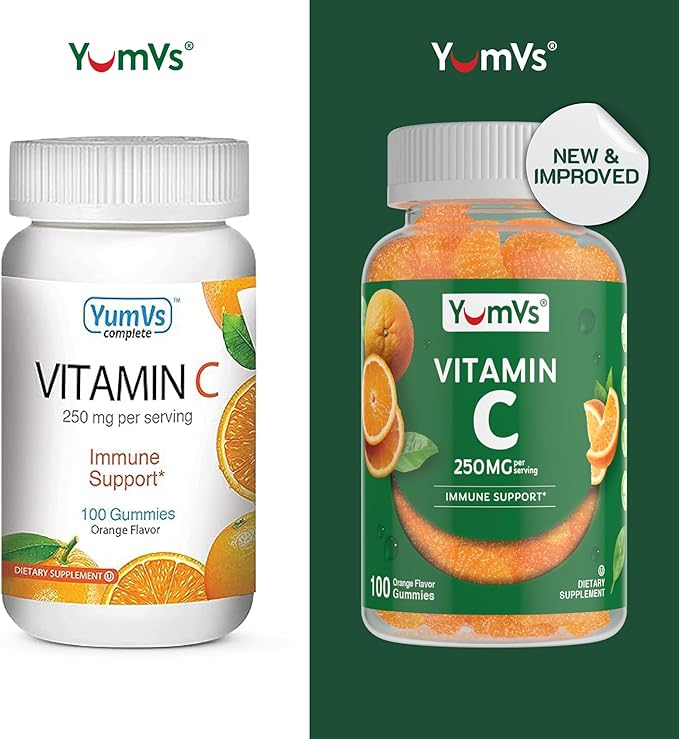 YUM-V'S Vitamin C Gummies for Adults - 250 mg Yummy Vitamin C Gummy - VIT C Gummies - Immune Support Supplement -Orange Flavored Kosher, Halal, Gluten Free (100 Count)