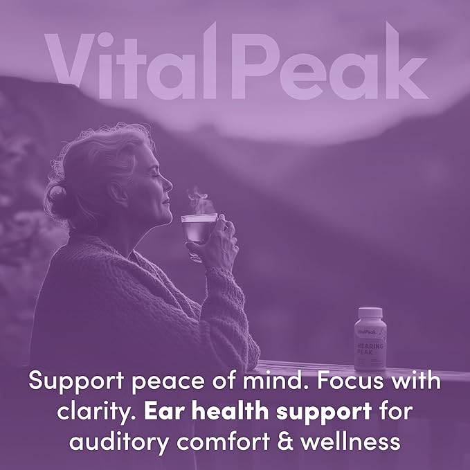 Vital Peak® Hearing Peak - Tinnitus Supplements - Ear Health Supplements for Ringing Ears with Magnesium, Ginkgo Biloba, Green Tea Extract, Niacin, Acetyl L-Carnitine Vegan Gluten Free - 120 Capsules