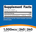 Nutricost Vitamin B12 (Methylcobalamin) 1000mcg, 240 Capsules - Vegetarian, Non-GMO & Gluten Free B12 Supplement
