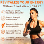 2 Bag Vitamin D3 K2 Supplement Softgel, Vitamin D3 K2 Softgel with 10000 IU Supports Immune, Heart, Teeth & Bone Health, Free of GMO, Gluten, Soy